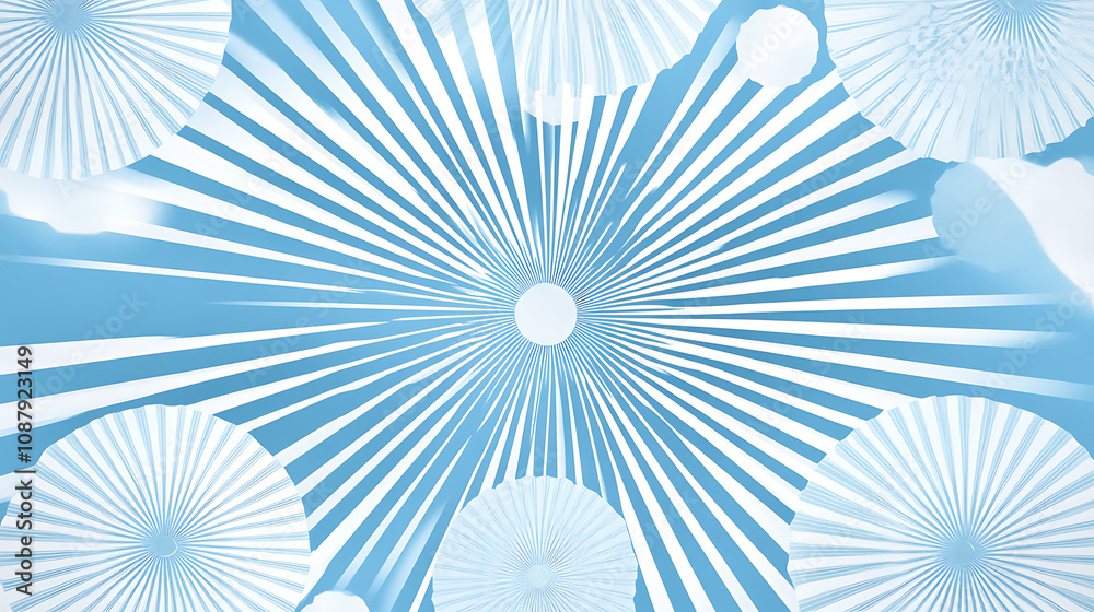 Poster A white circle with colorful gears and circuit board elements on a light blue background