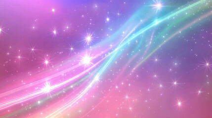 Fototapeta premium Abstract background with colorful stripes and glowing stars, pastel pink, purple and blue color palette