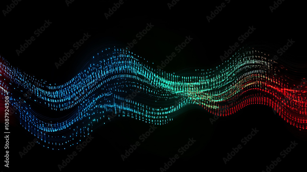 Poster A digital padlock glowing with blue light, symbolizing security and data protection in the abstract background of binary code