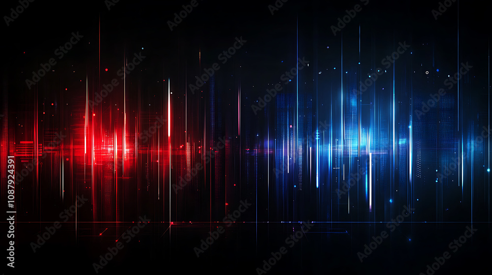 Poster abstract background with blue and red gradients, geometric shapes, diagonal lines modern look