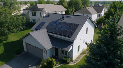 One roofing contractor installs new solar panels on his roof