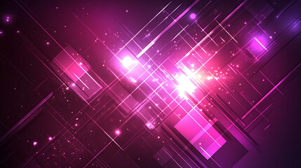 Obraz premium Abstract purple background with geometric shapes and lines, glowing light effects