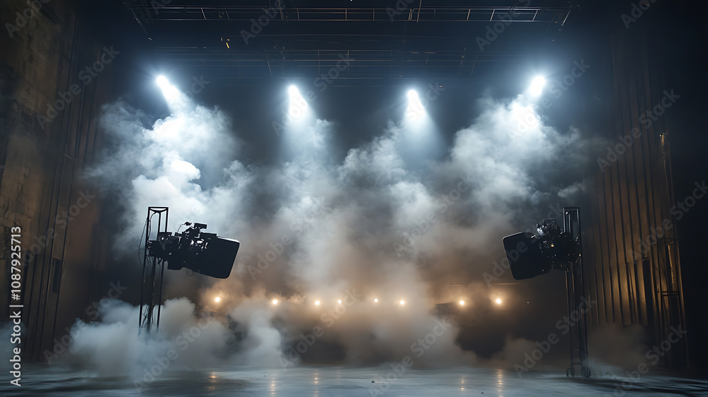 Aufkleber the film's filming location is a large empty stage with three cameras and spotlights, surrounded by 
