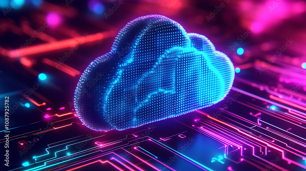 Poster cloud networking with ai crypto and cybersecurity elements abstract digital art