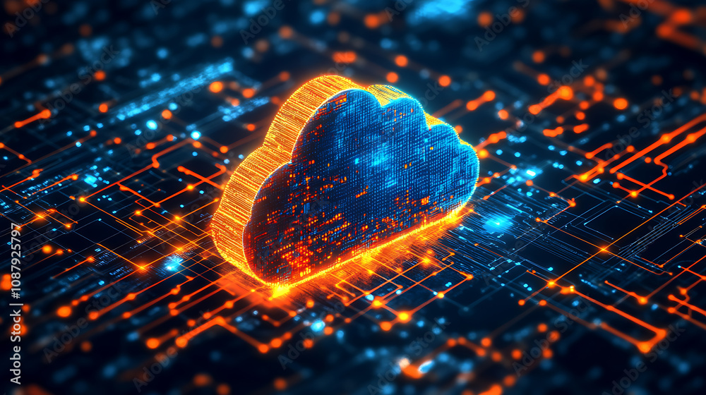 Poster Cloud networking with ai crypto and cybersecurity elements abstract digital art