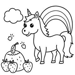 Unicorn with rainbow line art