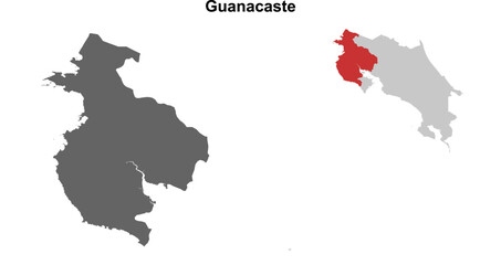 Guanacaste province outline map set set
