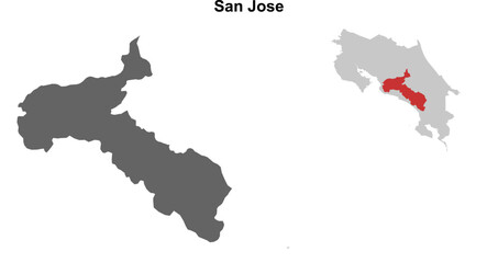 Fototapeta premium San Jose province outline map set set