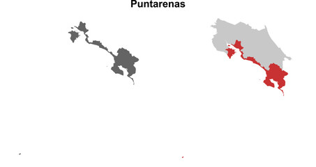 Puntarenas province outline map set set