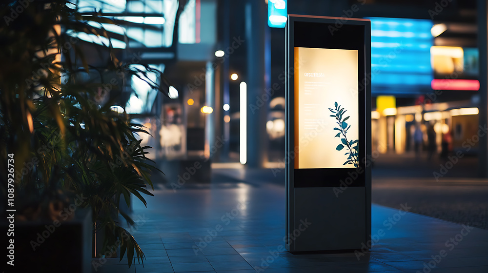 Poster customizable digital signage screen display in public space interactive advertising technology moder
