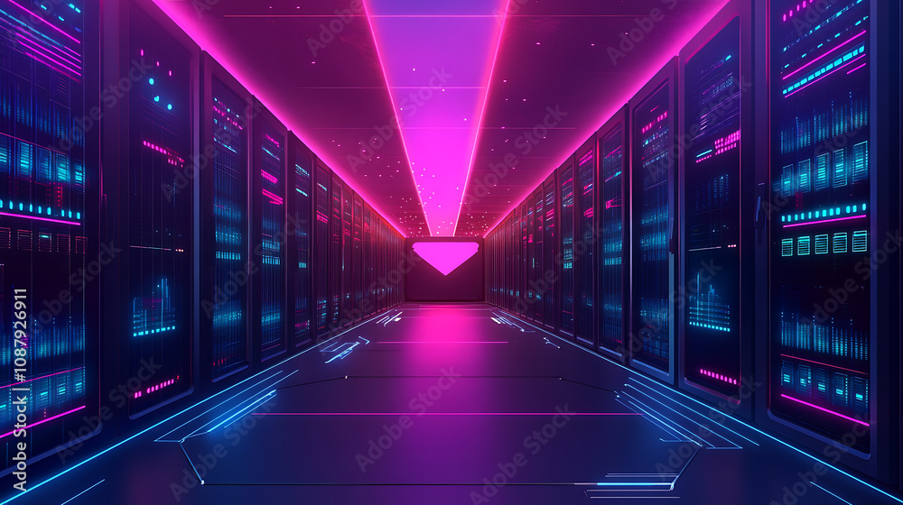 Poster cyber security shield protecting data on internet server network digital concept illustration