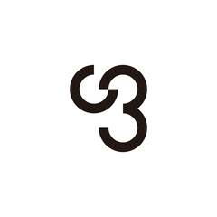 Letter G number 3 curve geometric symbol simple logo vector