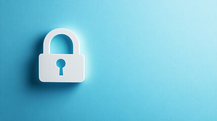 Fototapeta premium Speech bubble with an open padlock icon on a blue background, symbolizing digital security and private messages Web banner with empty space