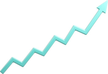 3D Growth Chart Cyan Arrow - Business