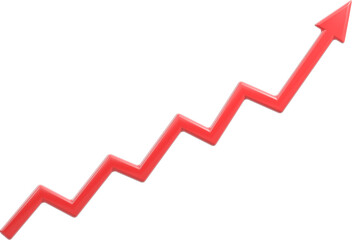 3D Growth Chart Red Arrow - Business