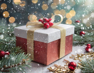 Christmas gift box background - generated by ai