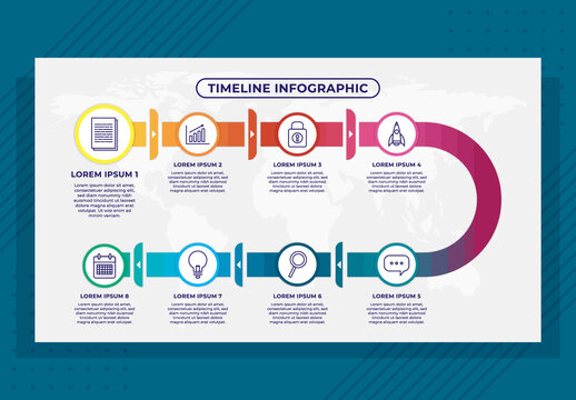 Colorful Gradient Project Steps Process Timeline Infographic Template