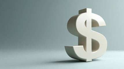 Fototapeta premium 3D dollar sign placed on a clean, empty background, symbolizing wealth, finance, and investment in a minimalist, modern setting with a focus on the concept of money and financial growth