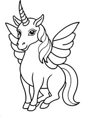 Unicorn coloring page for kids