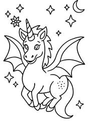 Unicorn coloring page for kids
