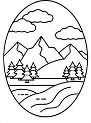 landscape of Mountain outline 