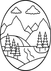 landscape of Mountain outline 
