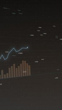Dynamic financial animation showcasing increasing profit trends, descending loss metrics, vibrant motion graphs, cryptocurrency fluctuations, and engaging trading data visuals. Copy space.