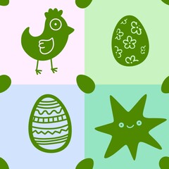 Easter chicken seamless birds pattern for wrapping paper and fabrics