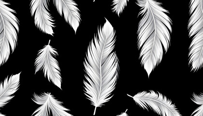 Obraz premium Seamless pattern of white delicate feathers, minimalism