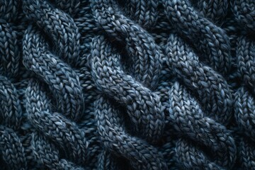 Soft and Cozy Blue Knitted Fabric with Intricate Cable Patterns for Warmth and Comfort, Ideal for Seasonal Apparel and Textiles in Home Decor Projects