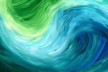 Swirling Abstract Waves in Shades of Green and Blue, Capturing the Flow of Nature in a Vibrant and Dynamic Painting Style