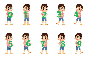 Kid Learning Math Holding a Number