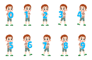 Kid Learning Math Holding a Number