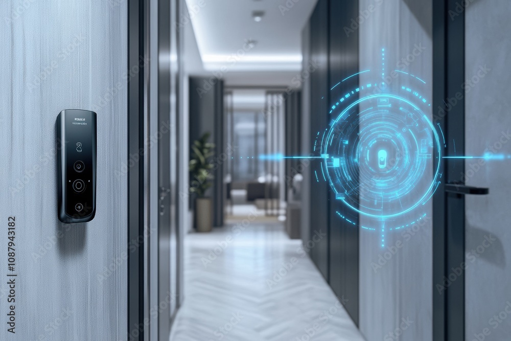Leinwandbilder this high-tech home entrance showcases modern security features such as a fingerprint scanner and mo