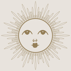 Mystical sun and moon illustration