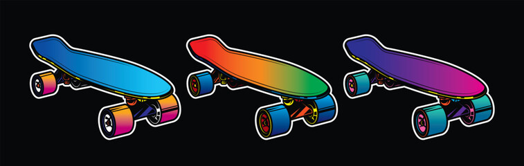 Retro skateboard. Original vector illustration in vintage style. T-shirt design.