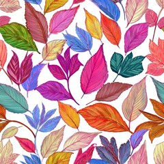vibrant autumn leaves watercolor pattern