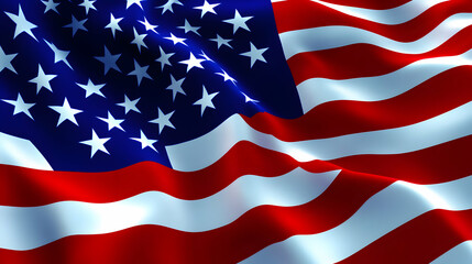 Fototapeta premium A 3D Rendering of an American Flag Waving in the Wind with a Smooth, Realistic Texture
