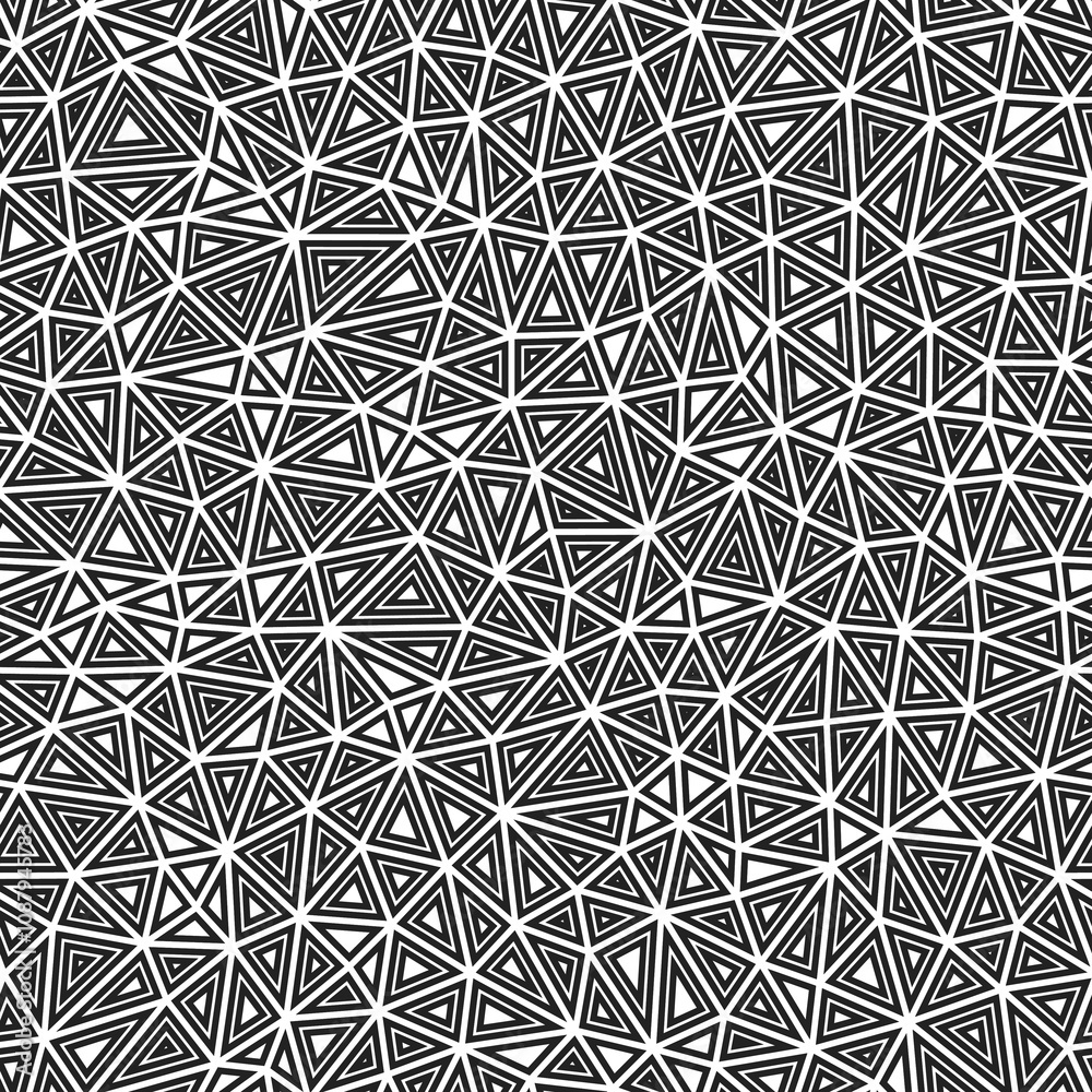 Poster abstract template background. compact triangles size. multiple repeated inner triangles. black and w