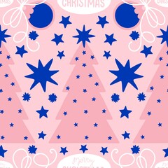 Christmas tree seamless winter toys pattern for wrapping paper and fabric