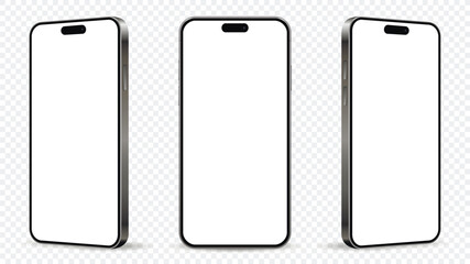 Realistic smartphone mockup isolated on transparent background