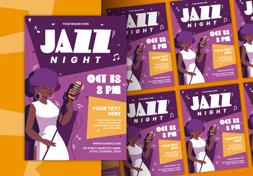 Purple and Gold Elegant Jazz Night Event Poster Template