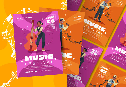 Purple and Orange Modern Jazz Music Festival Poster Template