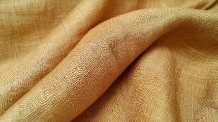 Close-up of soft, golden brown fabric with a subtle texture, draped in soft folds.