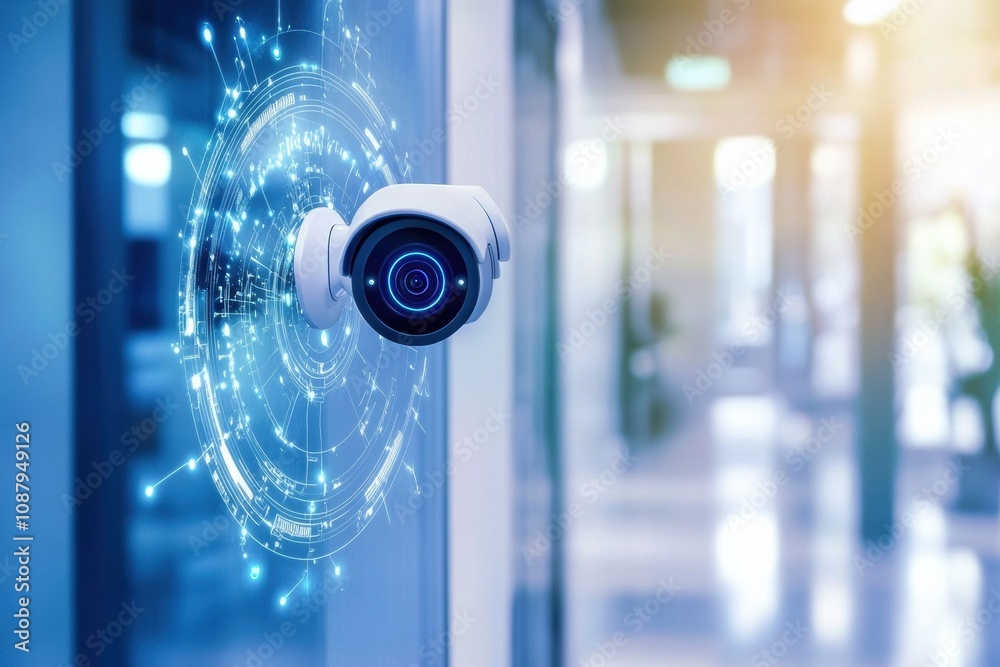Leinwandbilder this high-tech home entrance showcases smart security cameras, motion sensors, and a fingerprint sca
