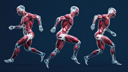 Obraz premium Human Anatomy in Motion: A 3D Rendering of Running Muscles
