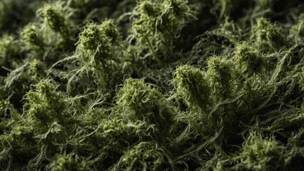 Eco Friendly Fabric Texture Organic nettle fabric with textured green fibers close-up