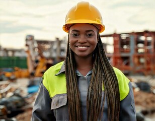 young woman apprenticeship working on a building site, female in male job roles 