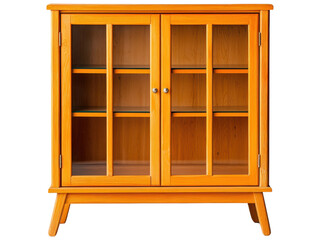 Bright Orange Wooden Display Cabinet with Glass Doors