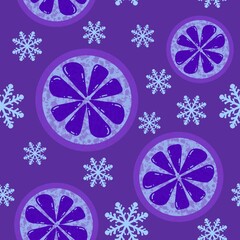 Christmas lemon seamless winter fruit pattern for wrapping paper and fabric